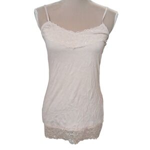 Maurice's Women's Blush Pink Lace Trim Cami Top Size Crinkle Layering Tank Top